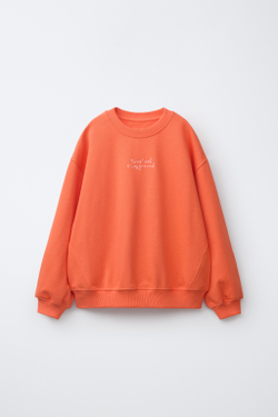 ZARA ТОЛСТОВКА С ВЫШИТОЙ НАДПИСЬЮ, КОРАЛЛОВЫЙ/КРАСНЫЙ