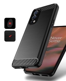 Чехол черного цвета на телефона OnePlus Nord 2 5G, серия Carbon (в стиле карбон) от Caseport