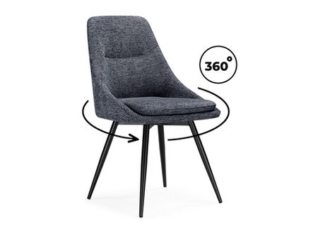 Стул на металлокаркасе Woodville Avian вращающийся темно-серый, черный, ножки черные