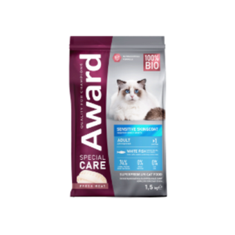 Сухой корм AWARD SPECIAL CARE Sensitive Skin&Coat для взрослых кошек для здоровой кожи и шерсти со свежей белой рыбой 1,5кг