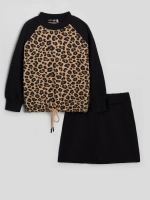 Костюм для девочки с юбкой леопардовый