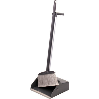 Совок для мусора + щетка, рукоятки 80 см, «БОЛЬШОЙ», для улицы, цеха, офиса, серый, LAIMA PROFESSIONAL, 606663