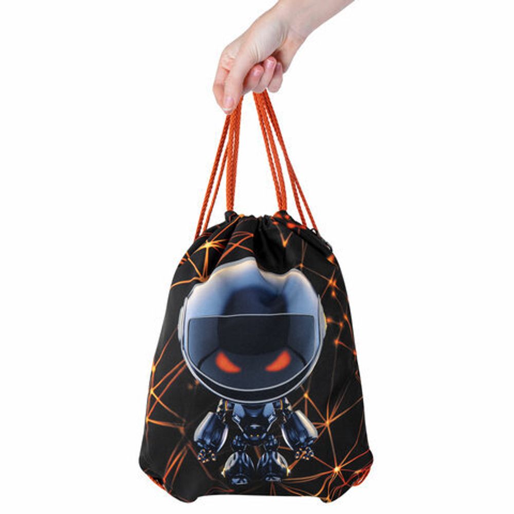 Мешок для обуви BRAUBERG PREMIUM, карман, подкладка, светоотражайка, 43х33 см, "UFO", 271622