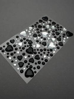 1837 Наклейки для ногтей, лица и тела микс с сердечками чёрные