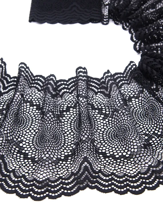 03-261 Кружево эластичное 21 см, ажур, черный 170