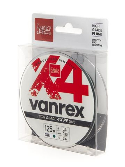 Плетеный шнур LUCKY JOHN Vanrex X4 BRAID Moss Green 125 м - 0,10 мм