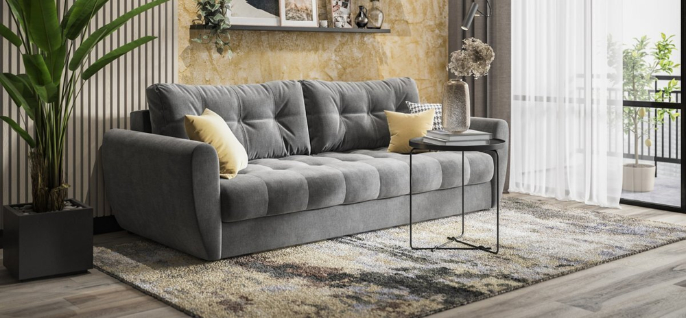 Диван Престон Велюр Монолит серый