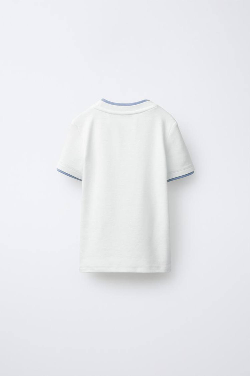 ZARA ФУТБОЛКА С ДВОЙНЫМ ВОРОТНИКОМ И МОДАЛОМ, БЕЛЫЙ