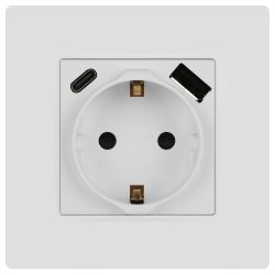 Розетка ЭРА Серия 12 12-4108-01М 2P+E 16A-250В со шторками с USB type-A+C 5В-3А белый матовый