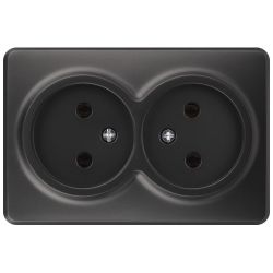 Розетка ЭРА Эксперт 11-2202-05 2х2P IP20 16A-250В ОУ антрацит | Эра Эксперт