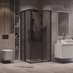 Душевой уголок Grossman Cosmo 80х80 300.K33.02.8080.21.10 профиль Черный матовый стекло тонированное