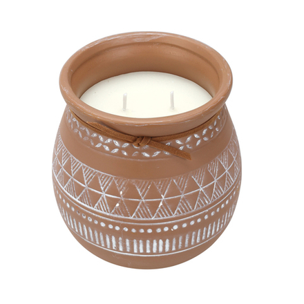 Аромасвеча в керамическом горшке с орнаментом 13*13 см