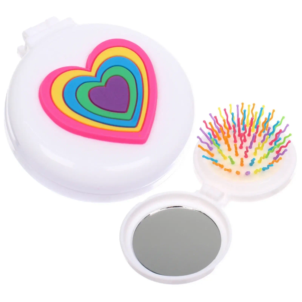 Расческа массажная детская складная «КАРАМЕЛЬ», сердце, цвет белый, d-6см (пакет с подвесом)