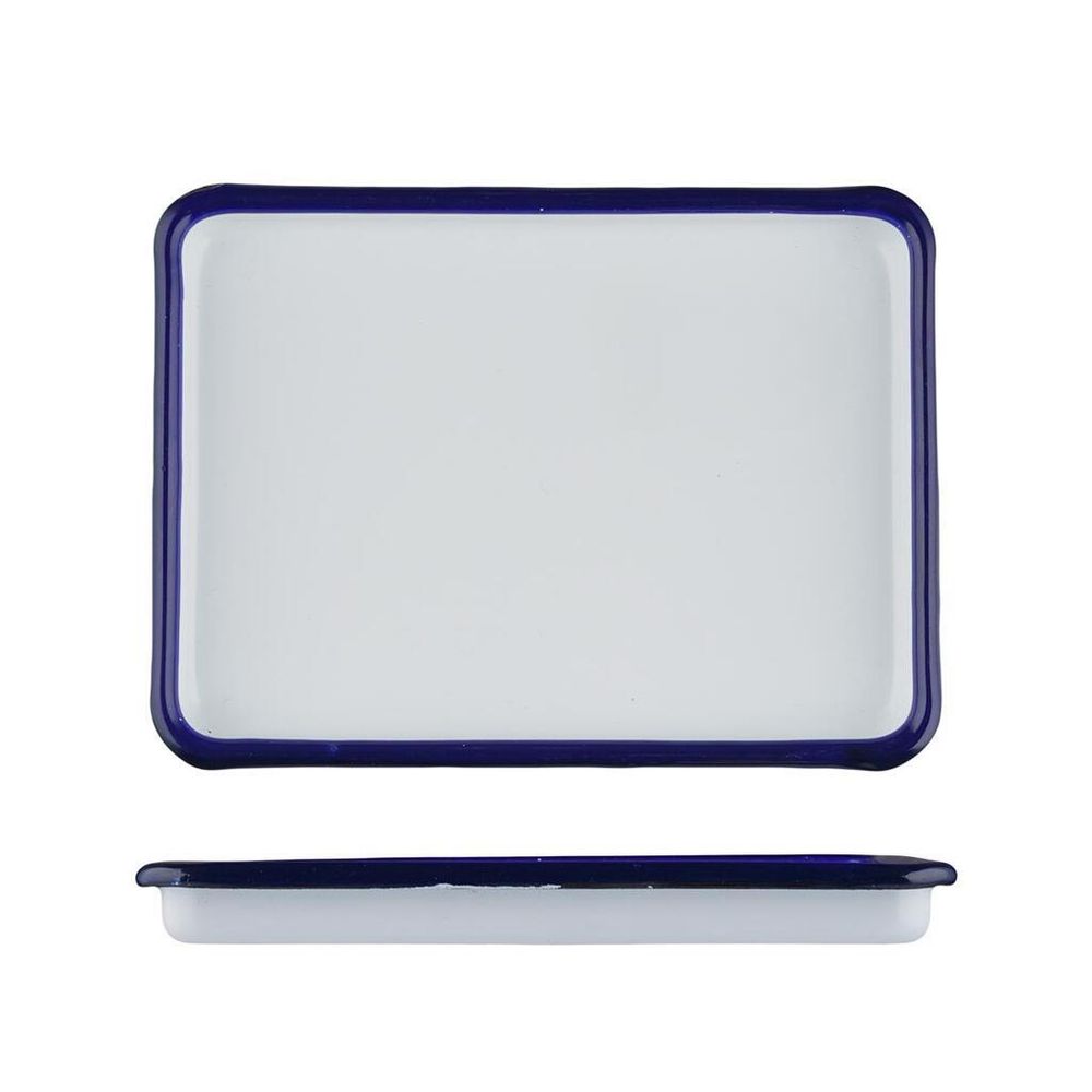 Блюдо прямоугольное 17*12,6*1,8 см 250 мл (поднос) Blue Rim эмалированая сталь SUNNEX [1]