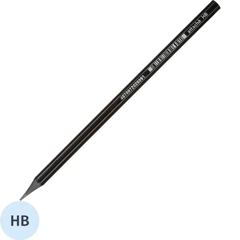Карандаш чернографитный Attache Economy плаcтик, б/ластика, HB, черн.корпус