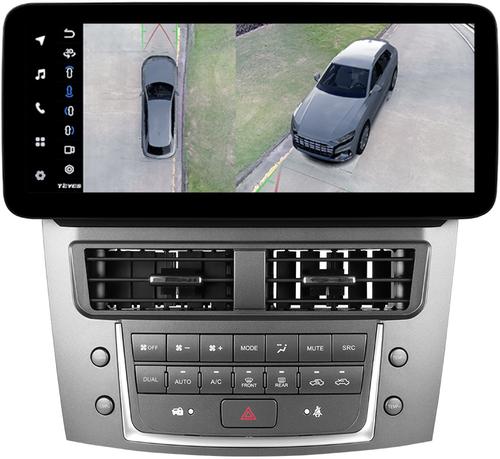 Магнитола для Lexus IS250 XE20 2005-2013 (ШГУ монохром, рамка LUX) - Teyes LUX ONE 360 монитор 12.3" 2K QLED на Android 10, Быстрая, CarPlay, 4G SIM-слот, 4 камеры в комплекте