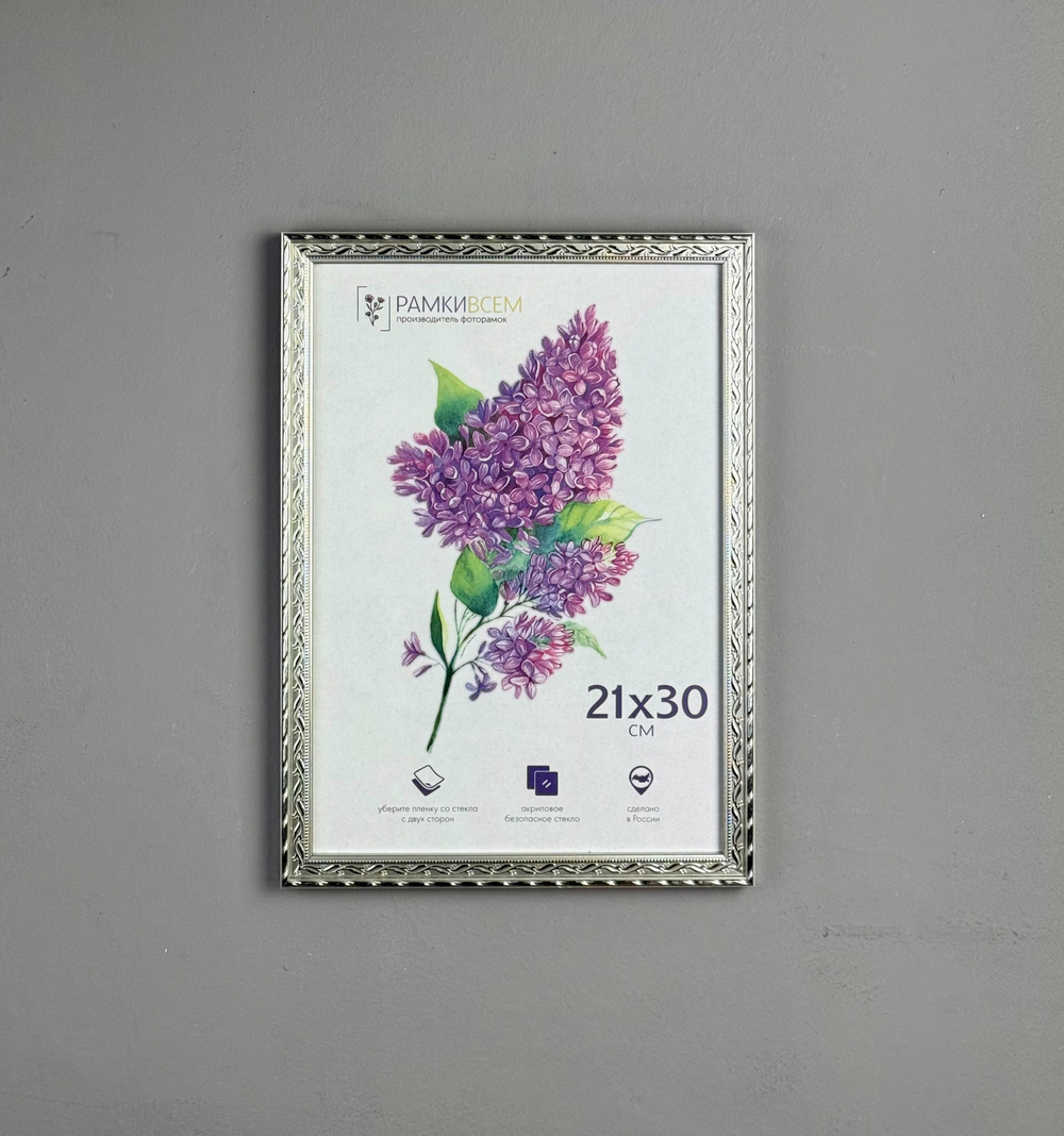 Фоторамка 21х30 см, серебро, орнамент, арт. 2130.140445