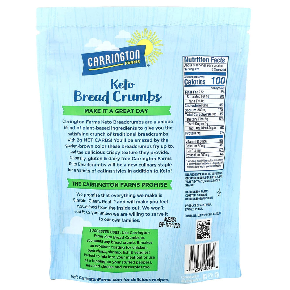 Carrington Farms, Кето-хлебные крошки, с итальянскими приправами, 198 г (7 унций)