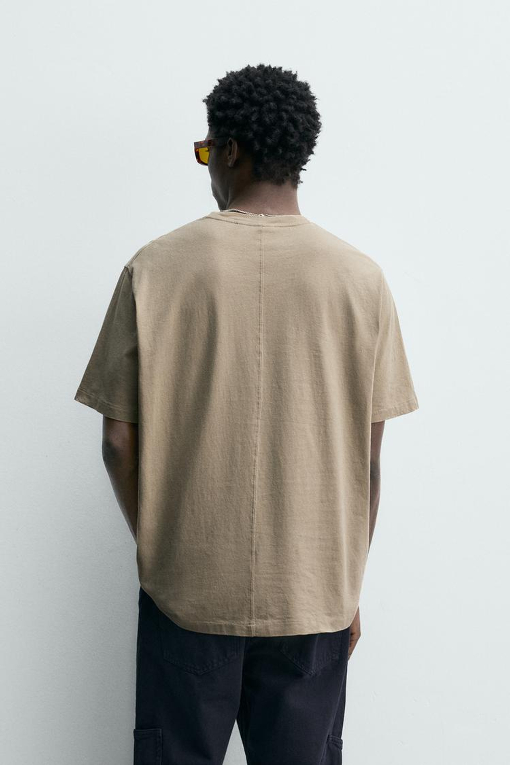 ZARA ФУТБОЛКА REGULAR FIT LIGHTWEIGHT ORIGINS, БЕЖЕВЫЙ МЕЛАНЖ