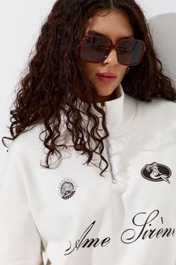 Олимпийка с короткой молнией "Âme Sirène" кремового цвета