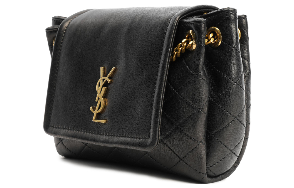 SAINT LAURENT Nolita Sheepskin Crossbody Bag, Shoulder Bag Mini Women"s Black