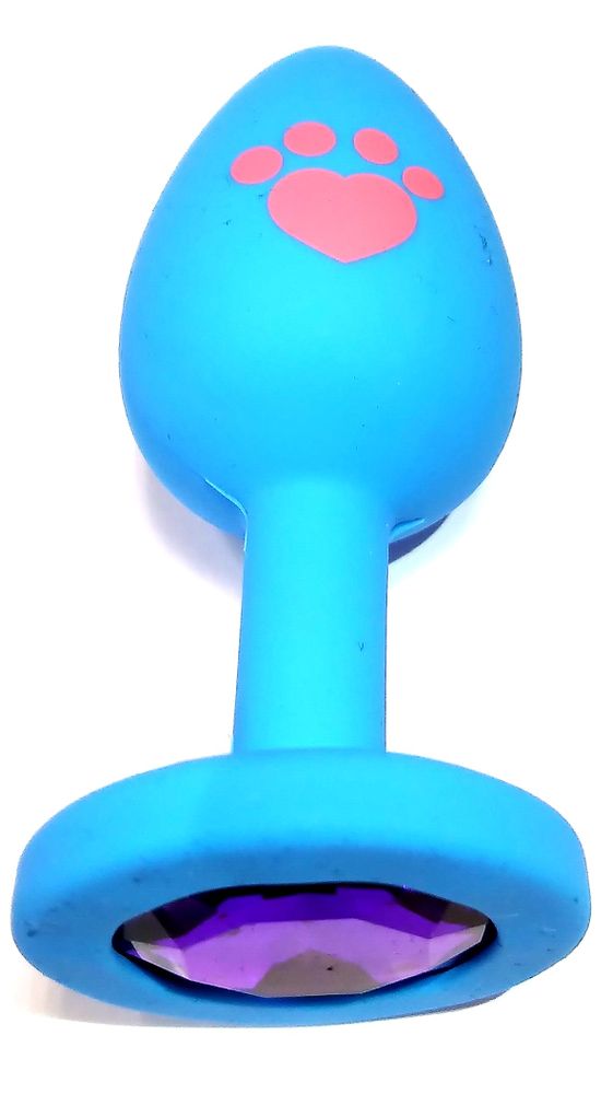 Анальная втулка голубая с рисунком лапа small кристалл фиолетовый 7 см Анальная втулка голубая с рисунком лапа small кристалл фиолетовый 7 см