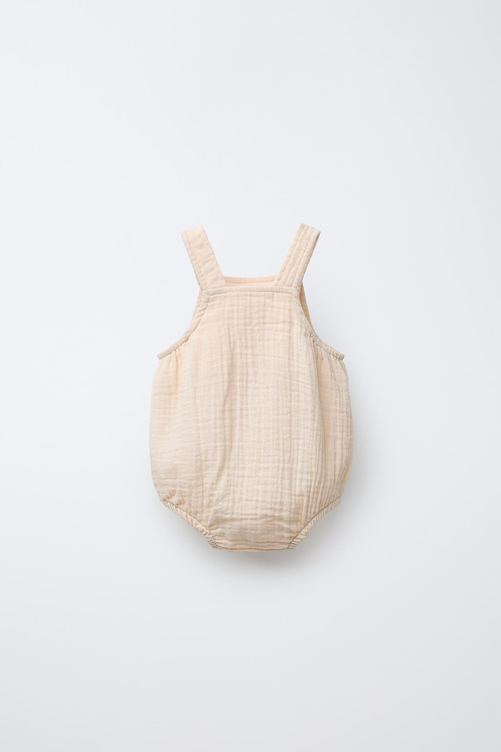 ZARA ОДНОТОННЫЙ КОМБИНЕЗОН ИЗ РЕЛЬЕФНОЙ ТКАНИ, СВЕТЛО-БЕЖЕВЫЙ