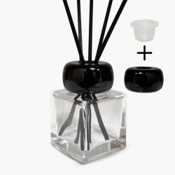 Комплект: Флакон для диффузора 50 мл прозрачный куб с черной крышкой Эллипс