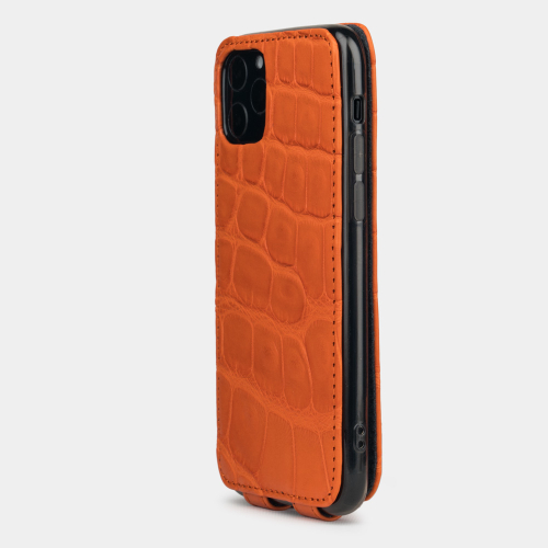 Special order: Чехол для iPhone 11 Pro из натуральной кожи крокодила, цвета оранжевый