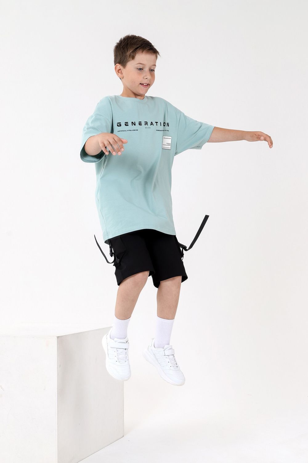 Фуфайка (футболка) для мальчика Леон-1 Виотекс ПЫЛЬНО-ГОЛУБОЙ