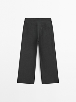 Massimo Dutti Брюки свободного кроя с широкими штанинами и декоративными швами, темно-серый