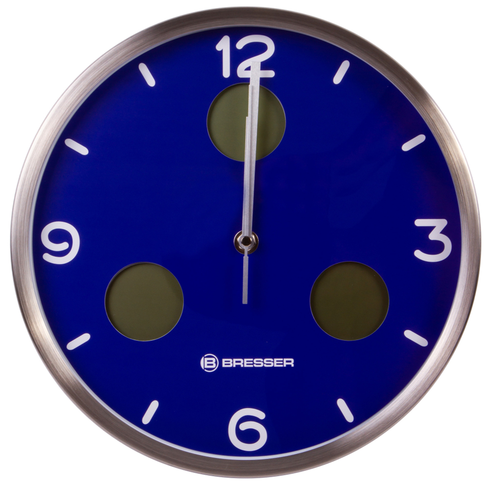 Часы настенные Bresser MyTime io NX Thermo/Hygro, 30 см, синие