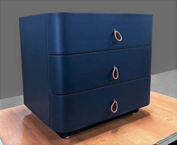 Тумба прикроватная 4268, синяя экокожа