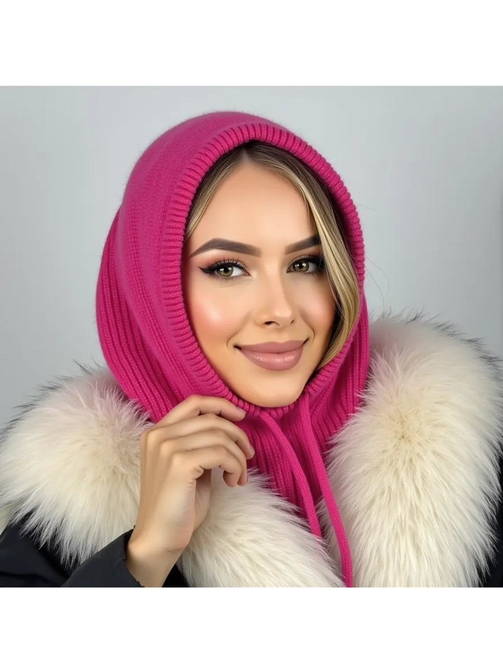 капор зимний и осенний капюшон- снуд вязаный ангора