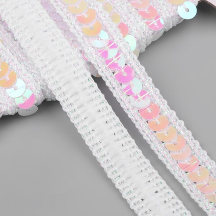 Лента декоративная пайетки 12мм,перламутровый