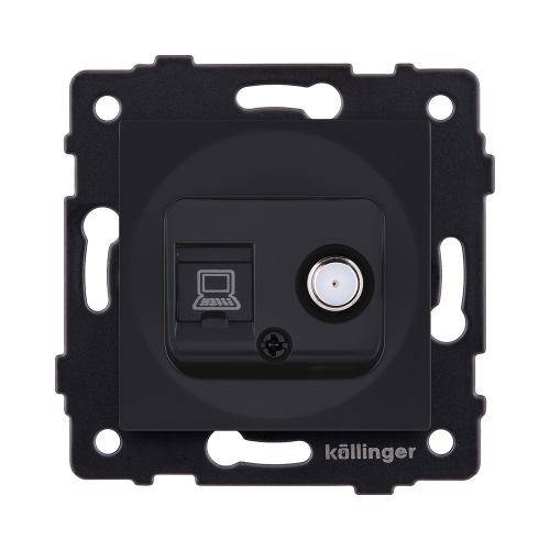 Розетка двойная спутниковая SAT + RJ45 Cat.6, черный матовый Kollinger REA-014BM для Aspekt, Eleganz, Reflex