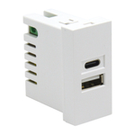 USB зарядное устройство,  2.1A,  Type A + C,  1 мод.,  бел. (22.5х45мм)