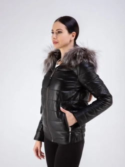 Куртка женская из натуральной кожи с капюшоном Турция