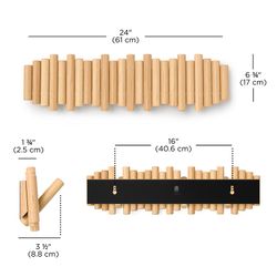 Вешалка настенная Picket, 61 см, 8 крючков, натуральное дерево