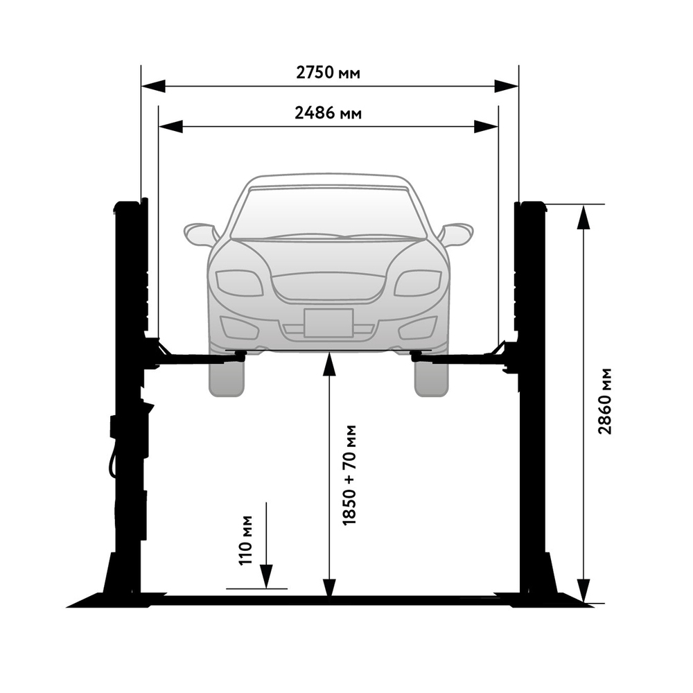 WDK-522/220 Подъемник двухстоечный с нижней синхронизацией 4 тонны, одност. разбл., 220В