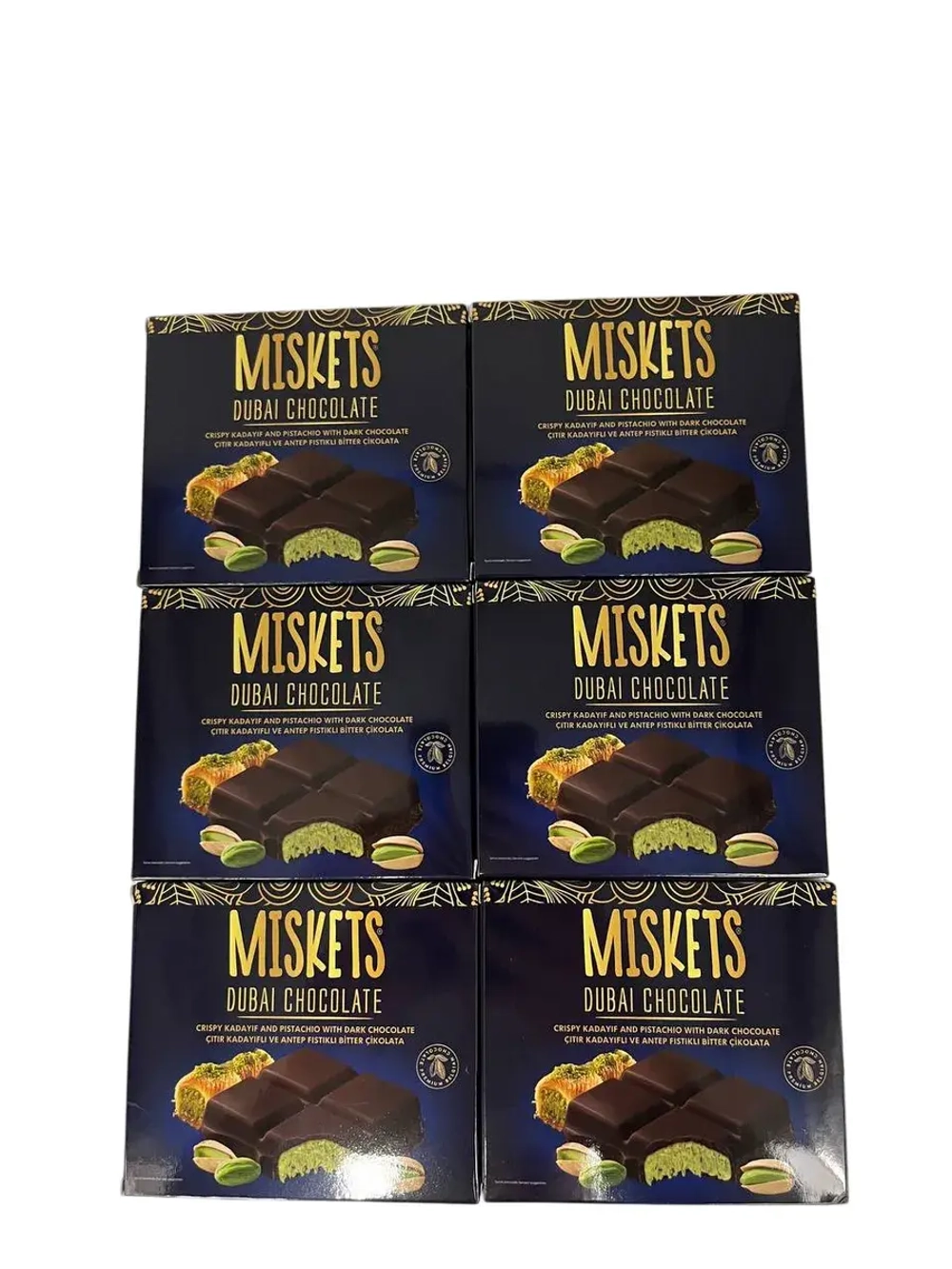 Темный дубайский шоколад фисташковый хрустящий Кадаиф (6шт)