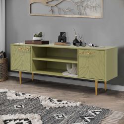 Тумба под ТВ Арт Колор leaves 155см Стайл Голд Зеленая олива