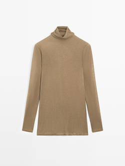 Massimo Dutti Водолазка с воротником-стойкой - Limited Edition, бежевый