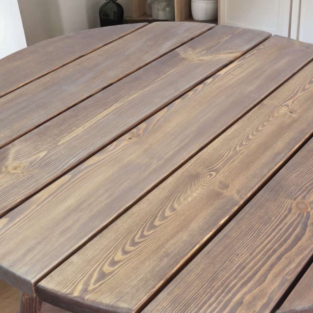 Стол круглый Осло, деревянный из массива сосны, венге