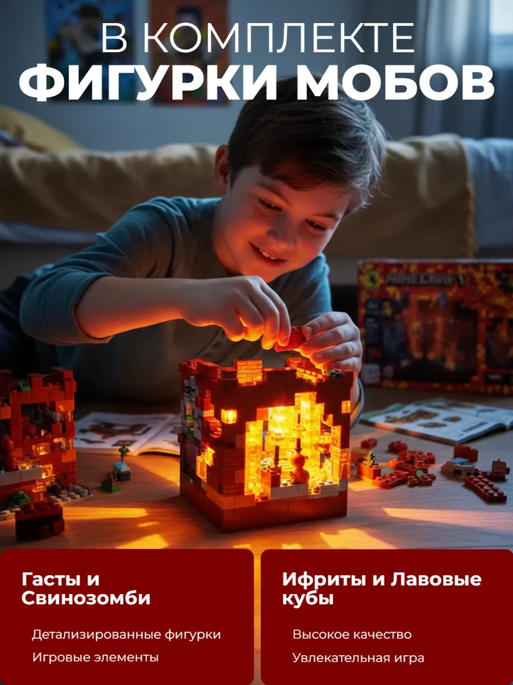 Конструктор Minecraft «Подземная крепость» с LED-подсветкой