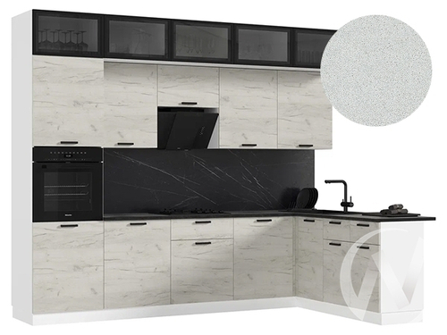 Кухня Рио NEW ЛДСП 3;0х1;8м (белый/дуб крафт белый/антарес) Компоновка №4