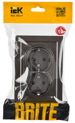 BRITE Розетка 2-местная с заземлением без защитных шторок 16А в сборе РС12-3-БрТБ темная бронза IEK