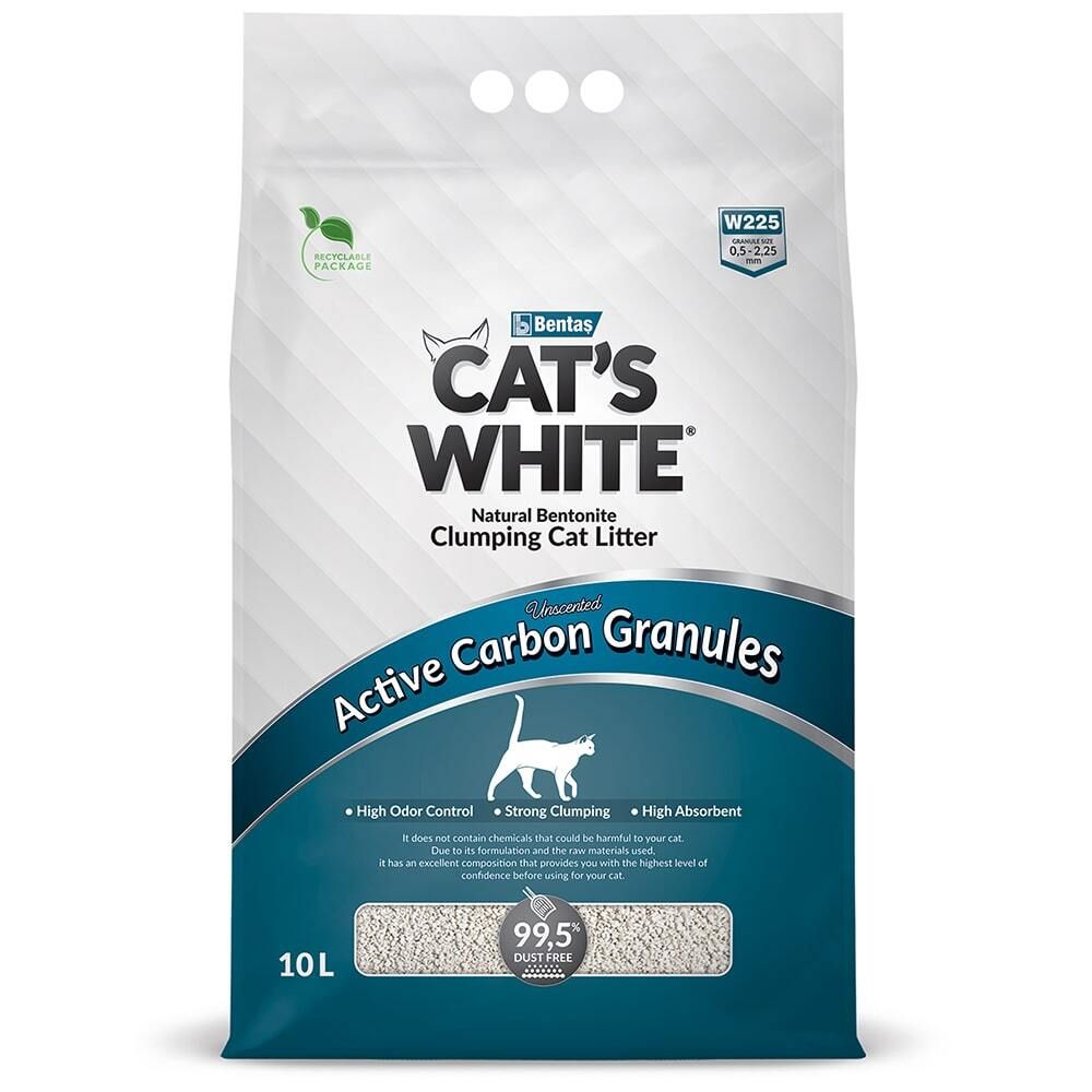 Cat&#39;s White Active Carbon Granules комкующийся наполнитель с гранулами активированного угля 10л