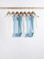 Боди без рукавов для малышей Next 357-780, 7 шт., Белый, Синий