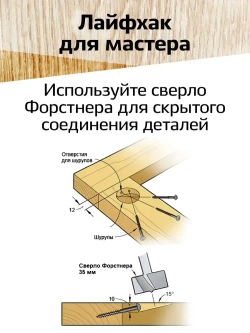 Сверло Форстнера 35 мм с ограничителем для установки мебельных петель